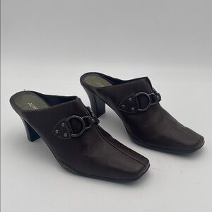 AEROSOLES Brown Mules buckle details woman 10M casual Y2K festival retro vintage